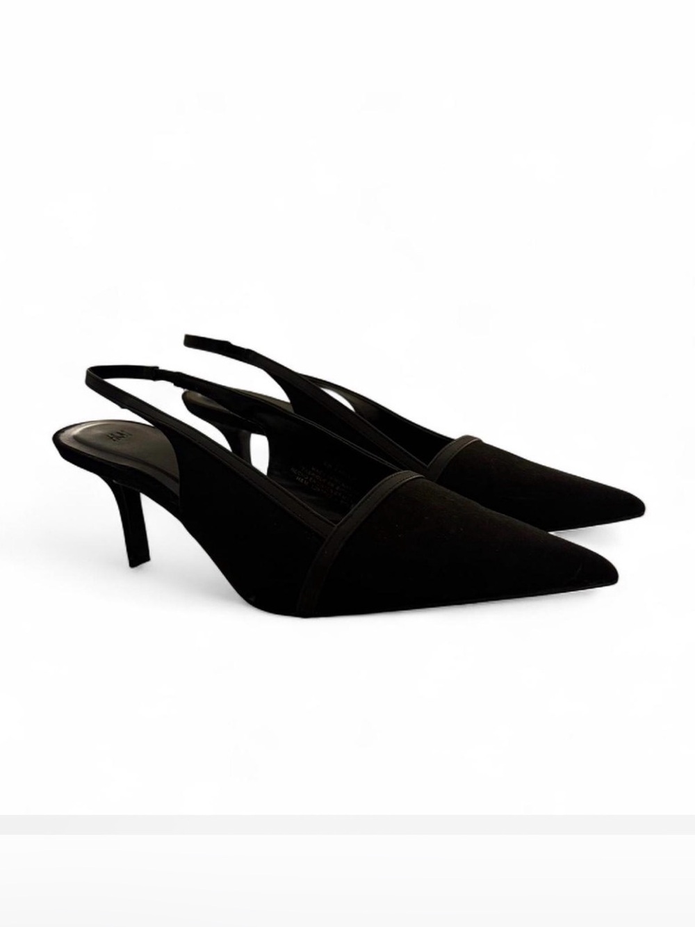 H&M Black Pointed Slingback Heels